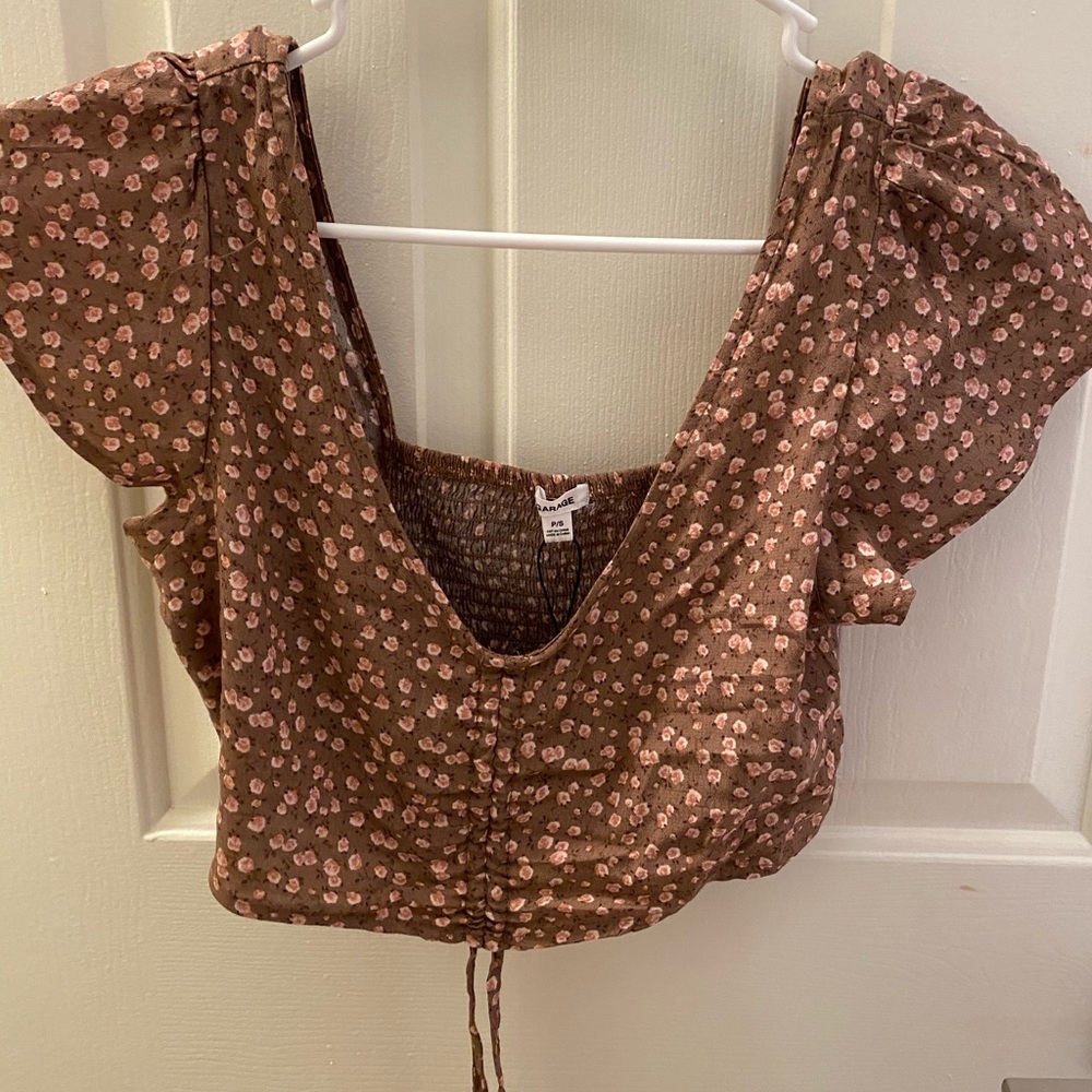 Garage brown floral crop top